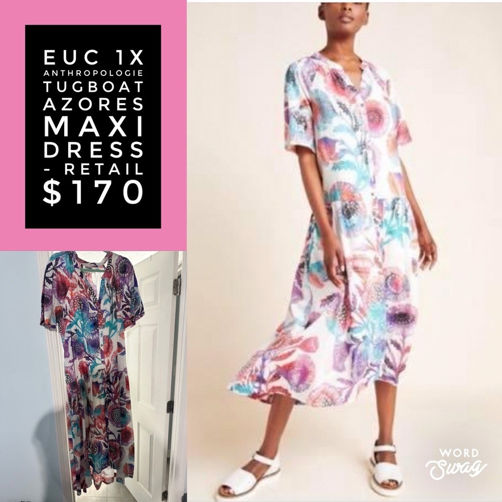 EUC (worn once) Anthropologie Tugboat Azores Maxi Dress